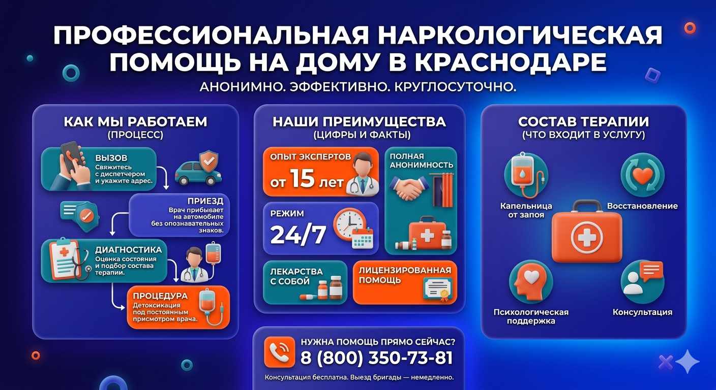 Инфографика о принципах лечения алкоголизма на дому в Печоре: этапы вызова нарколога, преимущества анонимной детоксикации и состав медицинской помощи.